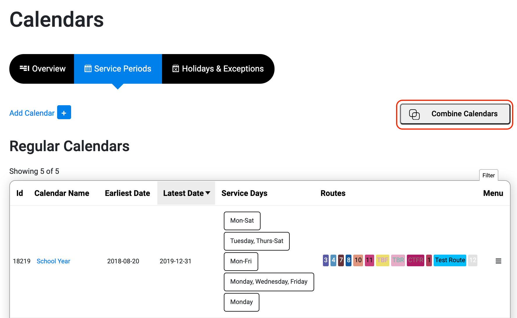 Edit a Calendar and/or Service Period Trillium Support